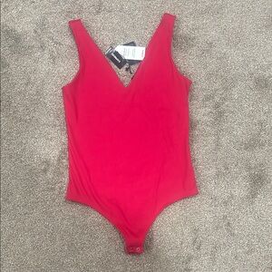 EXPRESS Ribbed V-Neck Bodysuit